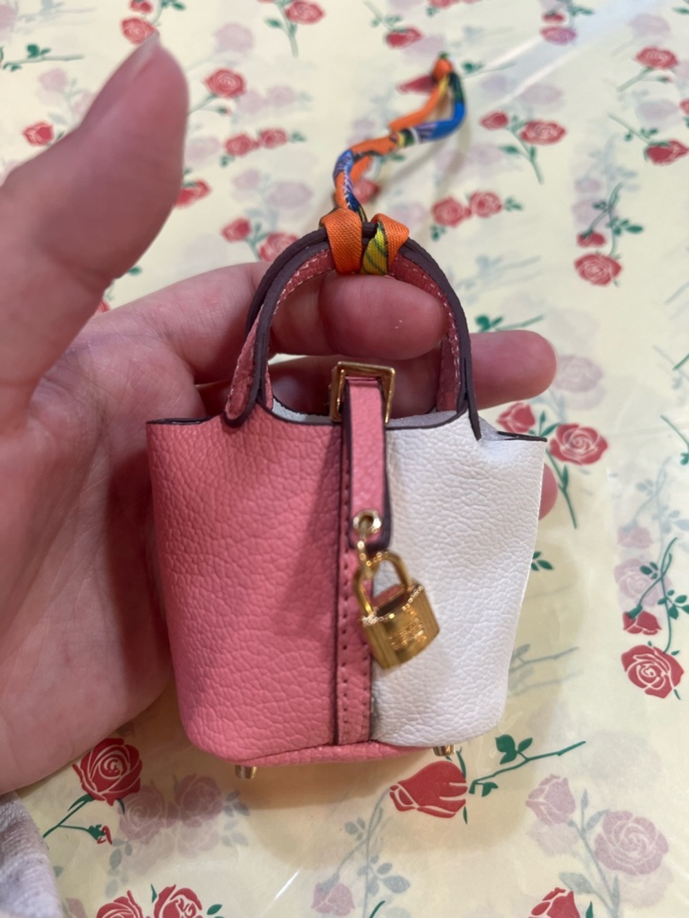 Mini Tote Bag with Gold Lock Charm